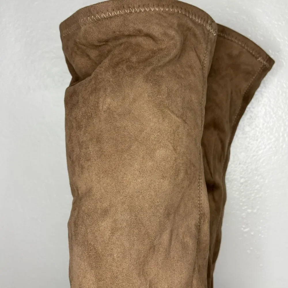 Wild Diva Lounge Over the Knee High Clear Lucite Heel Sexy Boots Women's 7 Brown - Picture 10 of 10
